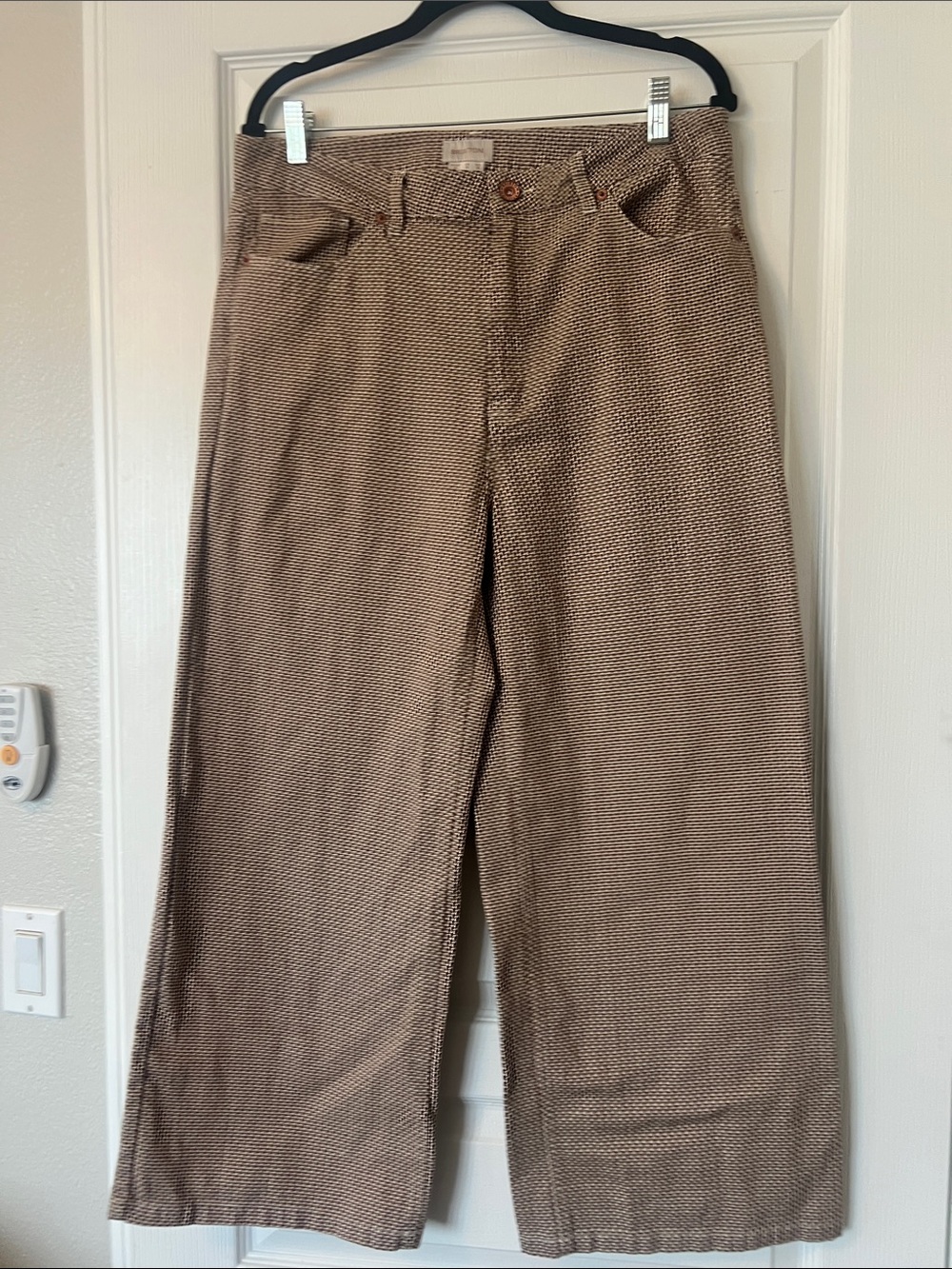 Brixton Brown Textured Wide-Leg Trousers
